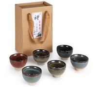 Set da tè in ceramica per kung fu, 6 tazze da tè colorate con tazze da sake, perfette per cerimonia del tè giapponese e regalo