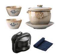Set da tè in ceramica, teiera cinese con tazze e vassoio anti-scottatura, in portatile per uso quotidiano con custodia da viaggio, adatto per casa, ufficio, all'aperto e rituali di tè