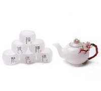 Set da tè in porcellana, set da tè in ceramica smaltata con motivo a farfalla e rosa, unico nel suo genere, for tè in foglie sfuse in fiore, confezione regalo