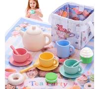 Set da tè in silicone per bambini dai 2 anni in su Montessori Gioco accessori cucina, gioco di imitazione tea party, regalo perfetto per bambina 2+ anni, Montessori educativo, giocattoli educativi.