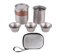 Set Da Tè In Titanio Per Viaggio - Kit Per Infusi Da Esterno,Teiera A Doppio Strato,Per Escursionisti Picnic Road Trip Spiaggia Giardino Cortile Concerto All'Aperto Ufficio Casa