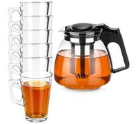 Set da tè in vetro con filtro da tè, 1,15 l + 6 bicchieri da 255 ml, 7 pezzi