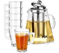 Set da tè in vetro con filtro da tè, 920 ml + 6 bicchieri da 255 ml, 7 pezzi