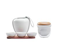 Set da tè Kung Fu Retro Quick Cup - 1 teiera e 3 tazze, kit portatile con borsa for campeggio e attrezzatura for la preparazione del tè(C One Pot Three Cups)