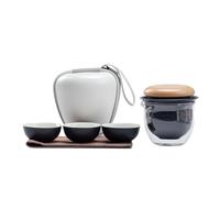 Set da tè Kung Fu Retro Quick Cup - 1 teiera e 3 tazze, kit portatile con borsa for campeggio e attrezzatura for la preparazione del tè(D One Pot Three Cups)
