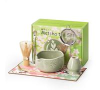 Set da tè Matcha, 8 pezzi, set con frusta, ciotola con beccuccio, paletta, cucchiaio, setaccio, porta frusta, regalo tradizionale giapponese per gli amanti del tè matcha (verde)