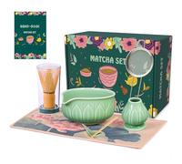 Set da tè Matcha con frusta e ciotola in bambù, kit per principianti, kit per matcha cerimoniale, set regalo per tè (verde smeraldo)