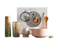 Set da tè Matcha da 8 pezzi, strumenti essenziali in bambù, frusta a centinaia di steli, ciotola con beccuccio, paletta cucchiaino, setaccio, cucchiaino, tappetino perfetto per cerimonie uso