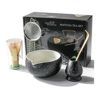 Set da tè Matcha Premium con ciotola per matcha con beccuccio e chase in bambù (100+ punte), cucchiaio, colino, fazzoletto, set completo per matcha, cucchiaio, adatto per amanti del matcha (blu)
