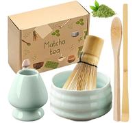 Set da tè Matcha, set da 5 pezzi con scopa e ciotola in ceramica, porta scopa, accessori per matcha, regalo