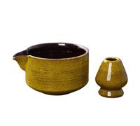 Set da tè Matcha Set Di 2 Ciotole In Ceramica For Matcha Con Beccuccio Versatore, Porta Frusta Riutilizzabile For Il Tè, Ciotola For Verde Fatta A Mano(Yellow)