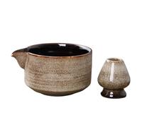 Set da tè Matcha Set Di 2 Ciotole In Ceramica For Matcha Con Beccuccio Versatore, Porta Frusta Riutilizzabile For Il Tè, Ciotola For Verde Fatta A Mano(White)