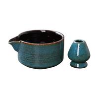 Set da tè Matcha Set Di 2 Ciotole In Ceramica For Matcha Con Beccuccio Versatore, Porta Frusta Riutilizzabile For Il Tè, Ciotola For Verde Fatta A Mano(Blue)