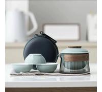 Set Da Tè Per Adulti 1 Ciotola 3 Tazze Teiera Zen Borsa Portatile Per Esterni Set Da Tè Cinese Forniture Di Viaggio Per La Casa Set Da Tè Portatili(D)