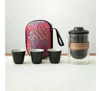 Set Da Tè Per Adulti 1 set of hammer glass travel tea Portable quick cup outdoor carry on special bag Kung Fu teacup teapot Set Da Tè Portatili(D)