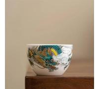 Set Da Tè Per Adulti 2 Pz/set Sugna Giada Porcellana Bianca Kungfu Tazze Tè Stile Cinese Dragan Modello Ciotola Master Cup Artigianato Ceramica Teaware Set Da Tè Portatili(C)