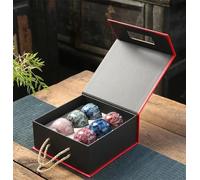 Set Da Tè Per Adulti 6 Pezzi Set Tazze Ceramica Trasformazione Forno Tazza Tè Kung Fu Tianmu Smaltato Ciotola Cinese Confezione Regalo Set Da Tè Portatili(G)
