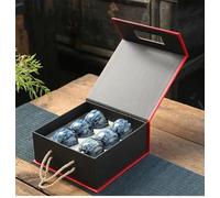 Set Da Tè Per Adulti 6 Pezzi Set Tazze Ceramica Trasformazione Forno Tazza Tè Kung Fu Tianmu Smaltato Ciotola Cinese Confezione Regalo Set Da Tè Portatili(D)