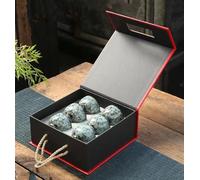 Set Da Tè Per Adulti 6 Pezzi Set Tazze Ceramica Trasformazione Forno Tazza Tè Kung Fu Tianmu Smaltato Ciotola Cinese Confezione Regalo Set Da Tè Portatili(C)