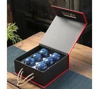 Set Da Tè Per Adulti 6 Pezzi Set Tazze Ceramica Trasformazione Forno Tazza Tè Kung Fu Tianmu Smaltato Ciotola Cinese Confezione Regalo Set Da Tè Portatili(B)
