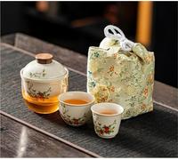 Set Da Tè Per Adulti Borse Da Viaggio Portatili Per Esterni Forniture Ornamenti Kit Per Set Tè Grigio In Legno Retrò Erba Elegante 1 Pentola 2 Tazze Set Da Tè Portatili