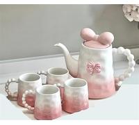 Set Da Tè Per Adulti Casa Bollitore Tazze Di Caffè In Ceramica Latte Mug Teiera Bow Cute Girly Pomeriggio Tazza Tè Set Rosa Gradiente In Tea Set Da Tè Portatili(A)