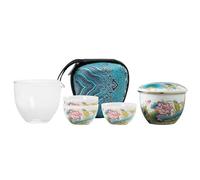 Set Da Tè Per Adulti China Chic Style Sheep Fat Jade Express Cup Outdoor Ceramic Glass One Pot Tre Tazze Kungfu Travel Tea Set Outfit Set Da Tè Portatili