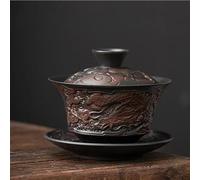 Set Da Tè Per Adulti Ciotola Per La Preparazione Del Tè Con Pugnale Cieco Fatto A Mano Tazza In Ceramica Viola Set Da Kung Fu Retrò In Porcellana Sabbia Set Da Tè Portatili(A)