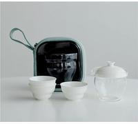 Set Da Tè Per Adulti Creativo Zucca Di Vetro Express Cup 1 Pentola 3 Tazze Con Borse Borsa Portatile Per Esterni Piccolo Set Da TèDa Viaggio Fresco Può Filtrare Ceramica Set Da Tè Portatili(B)