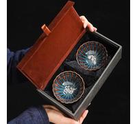 Set Da Tè Per Adulti Forno Cambiamento Tianmu Smalto Jianzhan Tazza Tè Intarsiato Mano Set Tazze In Argento Kung Fu Ceramica Master Set Da Tè Portatili(D)