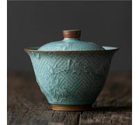 Set Da Tè Per Adulti Forno Pezzo Aperto Fatto Mano Rilievo Con Due Coperchi Ciotola Tazza Tè Singolo Infusore Per Ceramica Cinese Set Kung Fu Set Da Tè Portatili