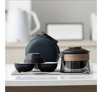 Set Da Tè Per Adulti Kit Set Teiera Tazza Tè Zen Per Preparazione Per Casa Viaggio Borsa Portatile Per Esterni Cinese Forniture 1 Ciotola 3 Tazze Set Da Tè Portatili(B)