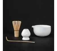 Set Da Tè Per Adulti Matcha Frusta Scoop Ceremic Ciotola Titolare 4 Pezzi Tradizionale Set Regalo Da Tè Cinese Forniture Cucina Set Da Tè Portatili(A)