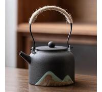 Set Da Tè Per Adulti Pentola Con Raggio Sollevamento Singola Ceramica Nera Fornello Tè Per Uso Domestico Tazza Teiera Set Cinese Argilla Bollitore Caffè Set Da Tè Portatili(Black,350ml)