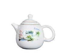 Set Da Tè Per Adulti Pentole In Argilla Yixing Teiera In Porcellana Bianca Smalto Colore Samovar Puer Tè Pentola E Tazza Set Brewing Kettle Set Da Tè Portatili(C)