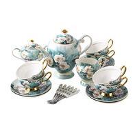 set da tè per adulti, Set da tè con teiera Set da tè for adulti Set di tazze da caffè Set da tè in porcellana for tè pomeridiano Fiori blu Zuccheriera Lattiera Cucchiai