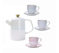 set da tè per adulti, Set da tè con teiera Set di tazze da tè e piattino for adulti Servizio for 3 set regalo for tè e caffè in ceramica porcellana for tè e caffè, tea party pomeridiano