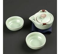 Set Da Tè Per Adulti Set Da Tè Doppio In Porcellana Regalo Per La Decorazione Della Casa Tazza TèDa Viaggio Portatile Teiera Moderni In Ceramica Verde Pallido Set Da Tè Portatili(A)