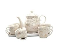 set da tè per adulti, Set da tè Set di tazze da caffè Set di tazze da tè Set da tè da 8 pezzi Tazze e vassoio Tè pomeridiano Bicchieri Set da caffè Servizio da tè in porcellana