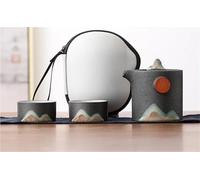 Set Da Tè Per Adulti Set Di Tazze Ceramica Teiera Per La Preparazione Tè Borse Portatili Per Esterni Kit Per Da Montagna Dipinto A Mano Vintage Grezzo Set Da Tè Portatili(Type-A)