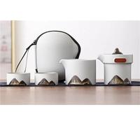 Set Da Tè Per Adulti Set Di Tazze Ceramica Teiera Per La Preparazione Tè Borse Portatili Per Esterni Kit Per Da Montagna Dipinto A Mano Vintage Grezzo Set Da Tè Portatili(Type-F)