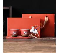 Set Da Tè Per Adulti Set Tazze Vintage Tazza Tè Ceramica Con Vassoio Kung Fu Per Coppie Trasformazione Della Carpa Koi Dipinta Set Da Tè Portatili(C)