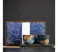 Set Da Tè Per Adulti Set Tazze Vintage Tazza Tè Ceramica Con Vassoio Kung Fu Per Coppie Trasformazione Della Carpa Koi Dipinta Set Da Tè Portatili(A)