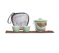 Set Da Tè Per Adulti Set Tè Kung Portatile Viaggio Ceramica Tazza Per Ospiti Veloce Persona Singola Una Pentola Due Tazze Ciotole Per Antiscottatura Vetro Set Da Tè Portatili(Mint Green)