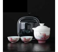 Set Da Tè Per Adulti Set Tè Viaggio Kung Fu Portatile Esterno Tazza In Ceramica Con Una Pentola Due Tazze Set Da Tè Portatili(A)