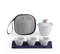 Set Da Tè Per Adulti Set Tè Viaggio Portatile Esterno Con Vassoio Tazza Crepa Kung Fu Una Pentola Tre Tazze Set Da Tè Portatili(A)