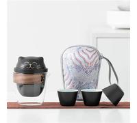 Set Da Tè Per Adulti Set Tè Viaggio Portatile Semplice Kung Fu Teiera Tazza Simpatico Gatto Aperto Una Pentola Tre Tazze In Ceramica Vetro Set Da Tè Portatili(A)