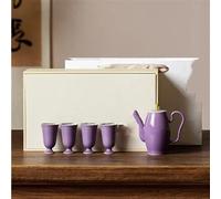 Set Da Tè Per Adulti Set Teiere Tazze Canzoni Dipinte Mano Viola Calici Lusso Leggero Kung Fu Cinese Regalo Articoli Tè Set Da Tè Portatili(B)