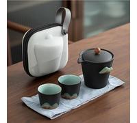 Set Da Tè Per Adulti Set Viaggio Yuanshan Disegnato Mano Stile Giapponese In Gres Comodo Tazze Tè Con Una Pentola Due Mini Portatile Set Da Tè Portatili(Black)
