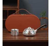 Set Da Tè Per Adulti Teiera Argento Sterling 999 Set Tazze Tè Tazza Ceramica Kung Fu Viaggio Portatile Una Pentola Stoccaggio Set Da Tè Portatili(E)